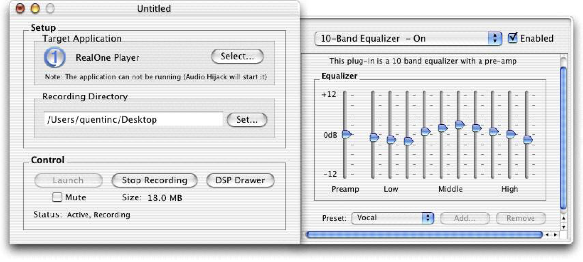 Audio Hijack 1.0.0, Circa 2002