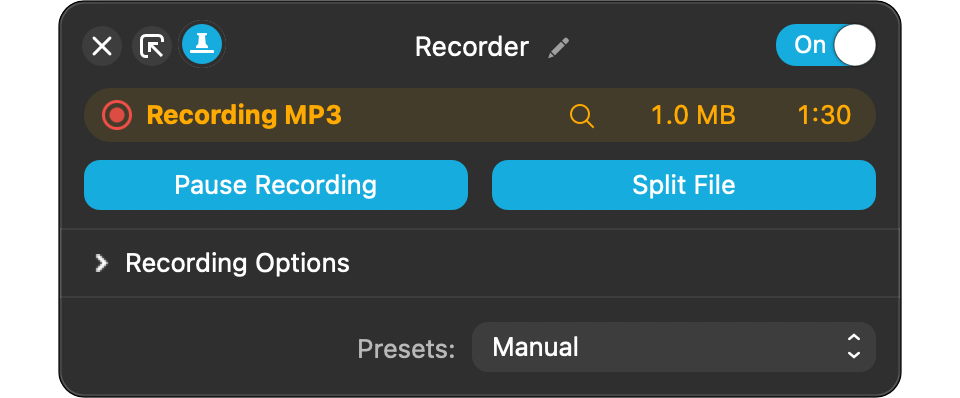 A very small Recorder popover